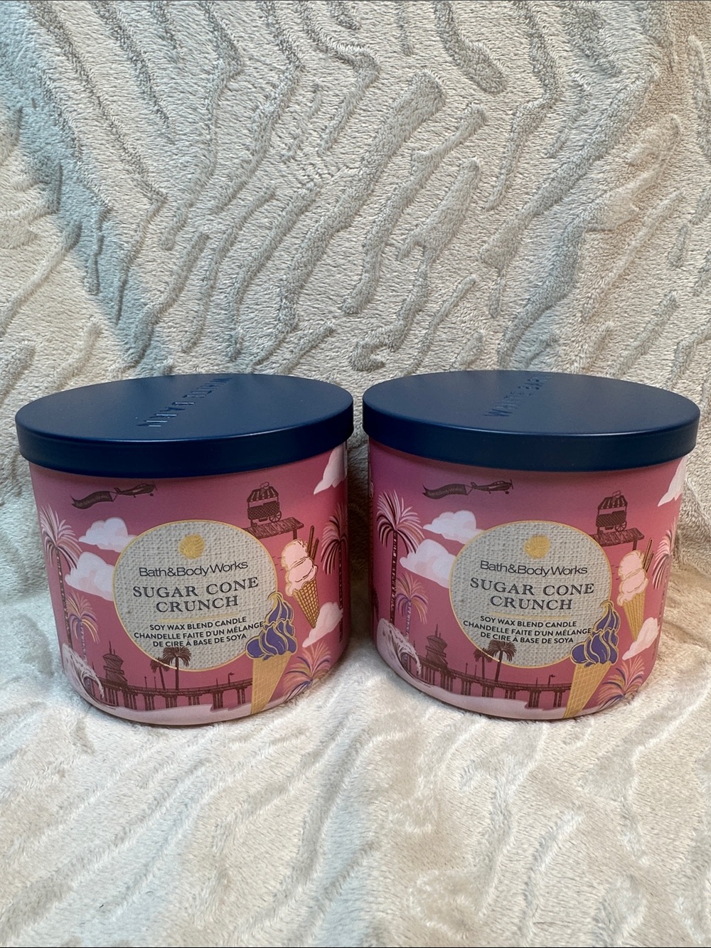 Bath & Body Works 2 Sugar Cone Crunch 3 Wick Candles